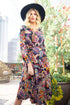 Dena Front Wrap Dress - Damascus Printed Ponte